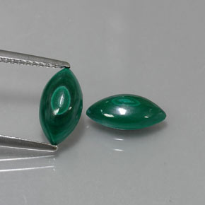 3.66 ct Green Malachite Gemstone, Malachite Gem in Marquise Cabochon Shape for Sale.