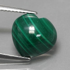 5.42 ct Green Malachite Gemstone, Malachite Gem in Heart Cabochon Shape for Sale.