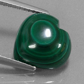 5.63 ct Green Malachite Gemstone, Malachite Gem in Heart Cabochon Shape for Sale.