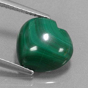 4.69 ct Green Malachite Gemstone, Malachite Gem in Heart Cabochon Shape for Sale.