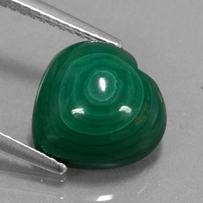 5.50 ct Green Malachite Gemstone, Malachite Gem in Heart Cabochon Shape for Sale.