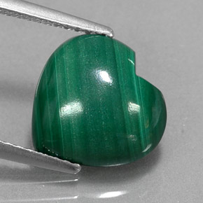 3.97 ct Green Malachite Gemstone, Malachite Gem in Heart Cabochon Shape for Sale.