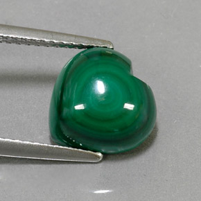 5.04 ct Green Malachite Gemstone, Malachite Gem in Heart Cabochon Shape for Sale.