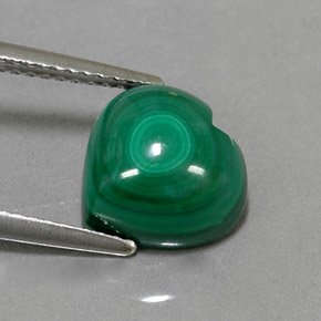 4.73 ct Green Malachite Gemstone, Malachite Gem in Heart Cabochon Shape for Sale.