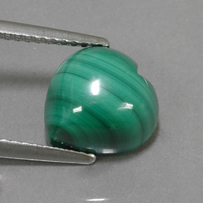 4.58 ct Green Malachite Gemstone, Malachite Gem in Heart Cabochon Shape for Sale.