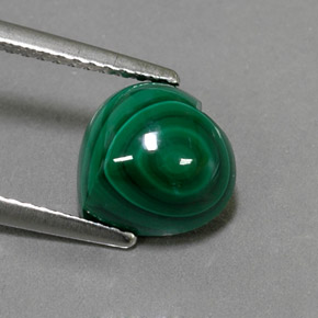 4.16 ct Green Malachite Gemstone, Malachite Gem in Heart Cabochon Shape for Sale.