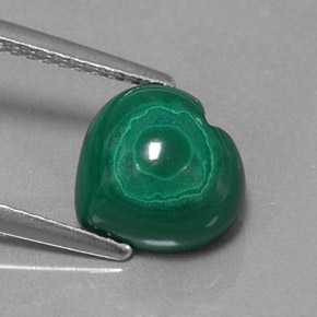 3.97 ct Green Malachite Gemstone, Malachite Gem in Heart Cabochon Shape for Sale.