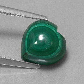 3.89 ct Green Malachite Gemstone, Malachite Gem in Heart Cabochon Shape for Sale.