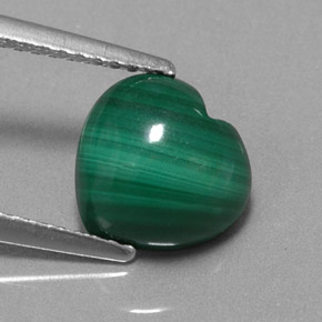 3.03 ct Green Malachite Gemstone, Malachite Gem in Heart Cabochon Shape for Sale.