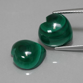 12.30 ct Green Malachite Gemstone, Malachite Gem in Heart Cabochon Shape for Sale.