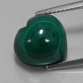 7.66 ct Green Malachite Gemstone, Malachite Gem in Heart Cabochon Shape for Sale.