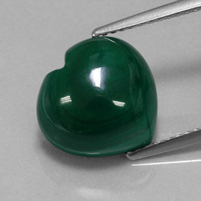 8.58 ct Green Malachite Gemstone, Malachite Gem in Heart Cabochon Shape for Sale.