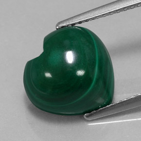 6.51 ct Green Malachite Gemstone, Malachite Gem in Heart Cabochon Shape for Sale.