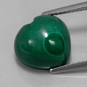 7.11 ct Green Malachite Gemstone, Malachite Gem in Heart Cabochon Shape for Sale.