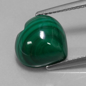 5.54 ct Green Malachite Gemstone, Malachite Gem in Heart Cabochon Shape for Sale.