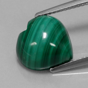 6.03 ct Green Malachite Gemstone, Malachite Gem in Heart Cabochon Shape for Sale.