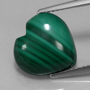 5.95 ct Green Malachite Gemstone, Malachite Gem in Heart Cabochon Shape for Sale.