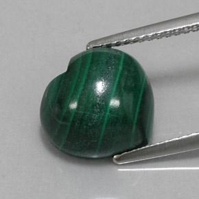 6.26 ct Green Malachite Gemstone, Malachite Gem in Heart Cabochon Shape for Sale.