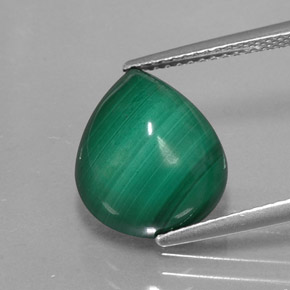 9.50 ct Green Malachite Gemstone, Malachite Gem in Pear Cabochon Shape for Sale.