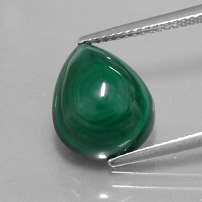 8.16 ct Green Malachite Gemstone, Malachite Gem in Pear Cabochon Shape for Sale.