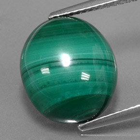 10.31 ct Green Malachite Gemstone, Malachite Gem in Oval Cabochon Shape for Sale.