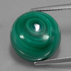 15.44 ct Green Malachite Gemstone, Malachite Gem in Round Cabochon Shape for Sale.