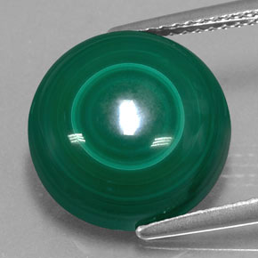 11.74 ct Green Malachite Gemstone, Malachite Gem in Round Cabochon Shape for Sale.