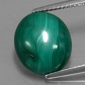 8.54 ct Green Malachite Gemstone, Malachite Gem in Oval Cabochon Shape for Sale.