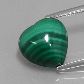 7.34 ct Green Malachite Gemstone, Malachite Gem in Heart Cabochon Shape for Sale.