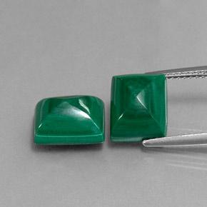 Coppia Malachite taglio baguette da 9,9 x 8mm abbinati - Peso 10,35 ct totali / media. 5,18 ct ciascuno, colore Verde medio in purezza Opaque, pietra preziosa naturale non trattati, durezza Mohs 3,5 - 4, Photo A