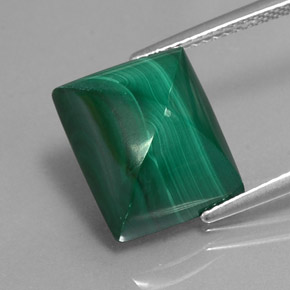 12.49 ct Green Malachite Gemstone, Malachite Gem in Baguette Cabochon Shape for Sale.