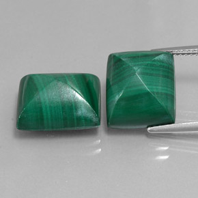 23.91 ct Green Malachite Gemstone, Malachite Gem in Baguette Cabochon Shape for Sale.