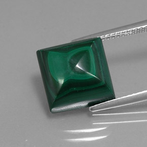 10.66 ct Green Malachite Gemstone, Malachite Gem in Square Cabochon Shape for Sale.