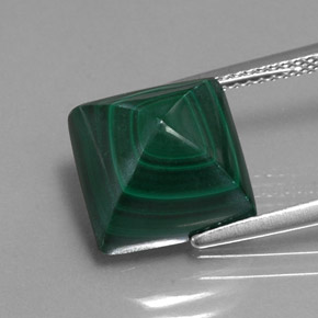 10.81 ct Green Malachite Gemstone, Malachite Gem in Square Cabochon Shape for Sale.