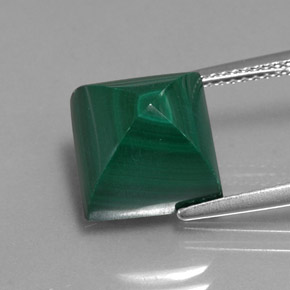 10.39 ct Green Malachite Gemstone, Malachite Gem in Square Cabochon Shape for Sale.