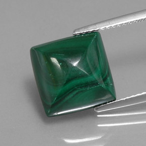 10.03 ct Green Malachite Gemstone, Malachite Gem in Square Cabochon Shape for Sale.