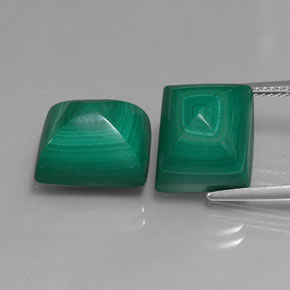 23.88 ct Green Malachite Gemstone, Malachite Gem in Baguette Cabochon Shape for Sale.