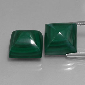 21.67 ct Green Malachite Gemstone, Malachite Gem in Square Cabochon Shape for Sale.