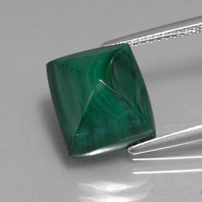 9.52 ct Green Malachite Gemstone, Malachite Gem in Baguette Cabochon Shape for Sale.