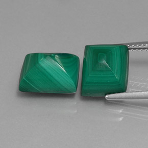 11.06 ct Green Malachite Gemstone, Malachite Gem in Baguette Cabochon Shape for Sale.