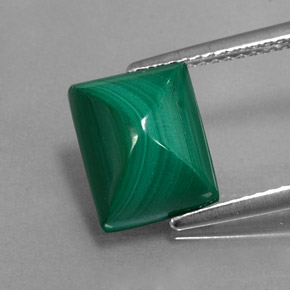 5.66 ct Green Malachite Gemstone, Malachite Gem in Baguette Cabochon Shape for Sale.
