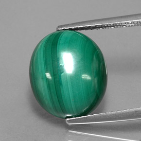 9.21 ct Green Malachite Gemstone, Malachite Gem in Oval Cabochon Shape for Sale.