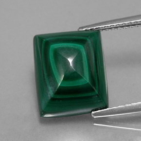 9.15 ct Green Malachite Gemstone, Malachite Gem in Baguette Cabochon Shape for Sale.