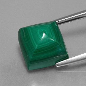 9.86 ct Green Malachite Gemstone, Malachite Gem in Square Cabochon Shape for Sale.