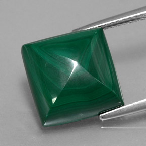 12.37 ct Green Malachite Gemstone, Malachite Gem in Square Cabochon Shape for Sale.