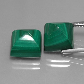 13.50 ct Green Malachite Gemstone, Malachite Gem in Square Cabochon Shape for Sale.