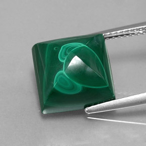 11.07 ct Green Malachite Gemstone, Malachite Gem in Square Cabochon Shape for Sale.