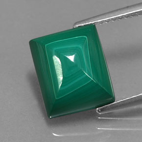 6.19 ct Green Malachite Gemstone, Malachite Gem in Baguette Cabochon Shape for Sale.