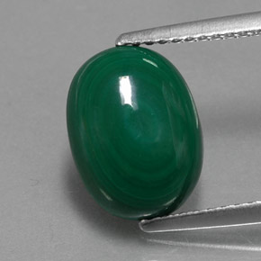 4.40 ct Green Malachite Gemstone, Malachite Gem in Oval Cabochon Shape for Sale.