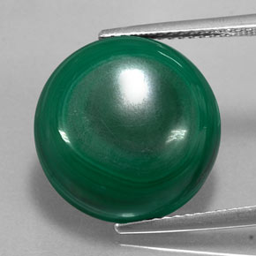 16.58 ct Green Malachite Gemstone, Malachite Gem in Round Cabochon Shape for Sale.